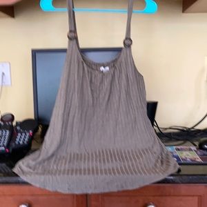 Maurices XL Green Ribbed Tank w Button Details